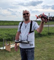 IMG 20170903 164831  --> While visiting Noyon, we went off on our own for a drive through the pleasant country side and came across a group of men (boys?) at a model airplane field. The gentleman is posing with his remotely controlled drone.