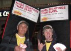 These two guys were wearing signs the lit up to advertise for Denny's