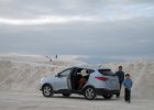 People visiting white sands. The "sands" are not silica sands but made of re-crystalized gypsum washed down from nearby mountains.